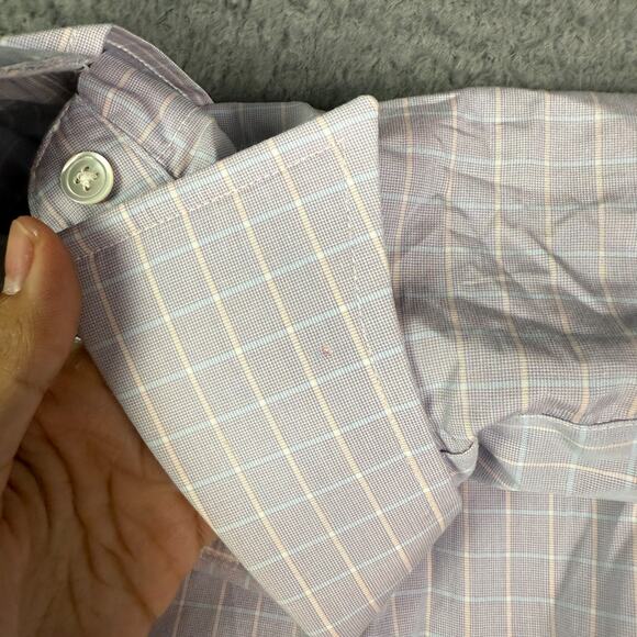 Ede and Ravenscroft Dress Shirt Mens 16.5 - 42 Purple Plaid Button French Cuff - Picture 4 of 8
